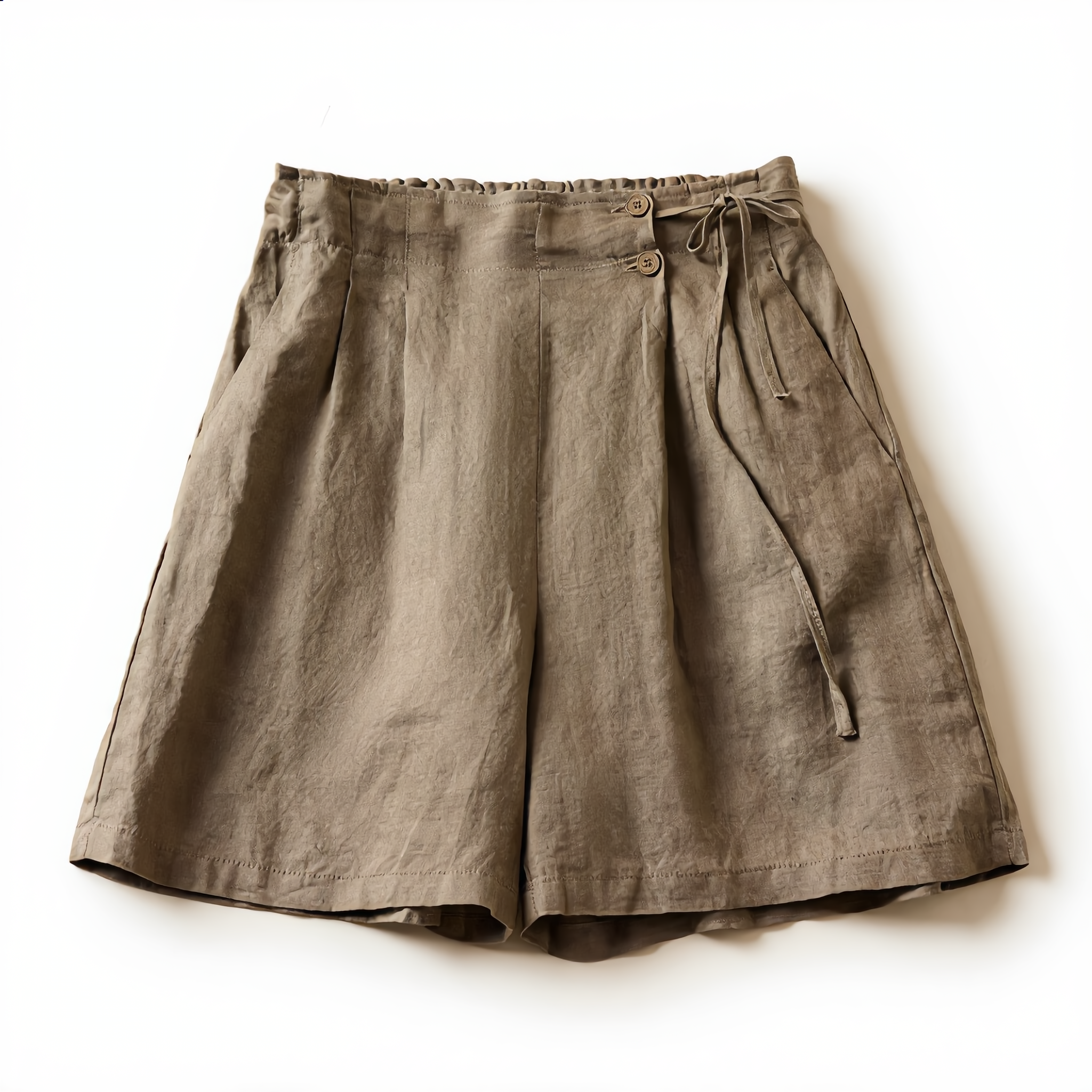 Linen Short High Waist Pleated