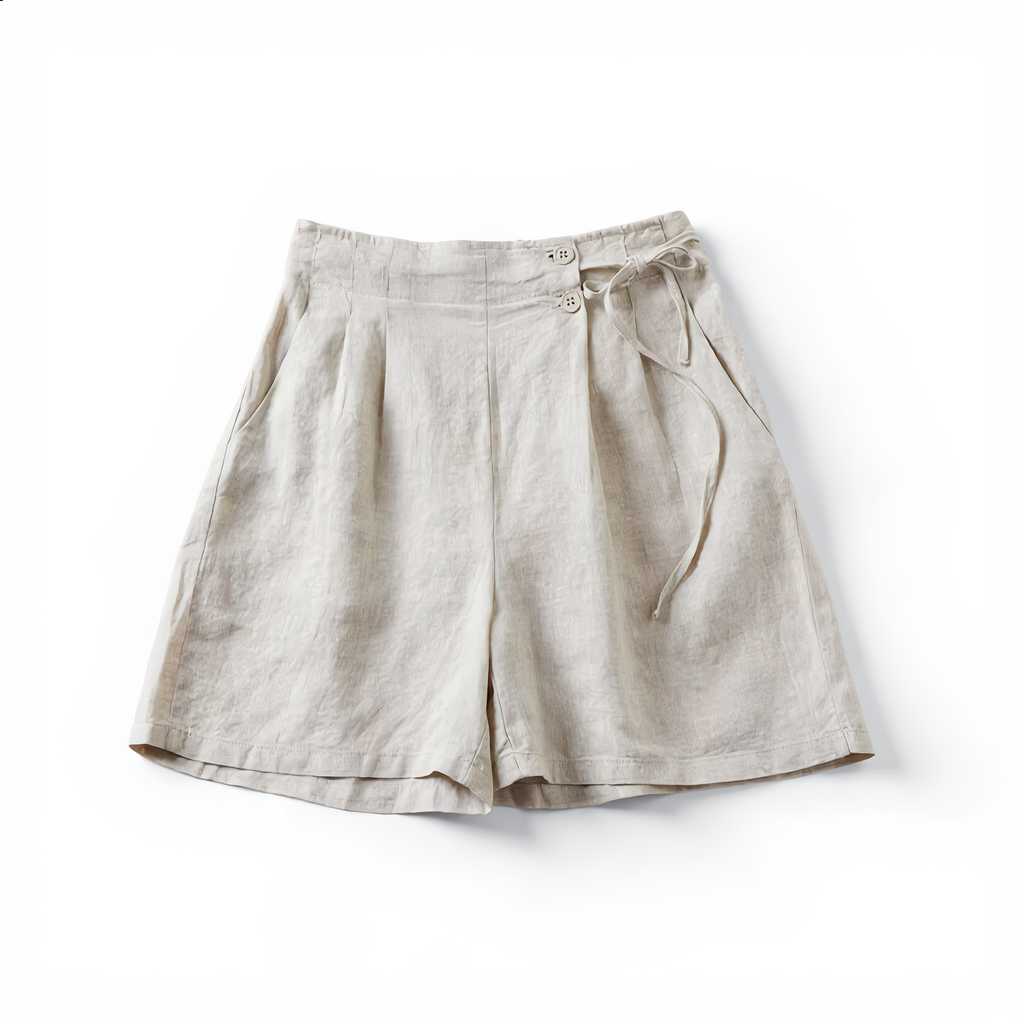Linen Short High Waist Pleated
