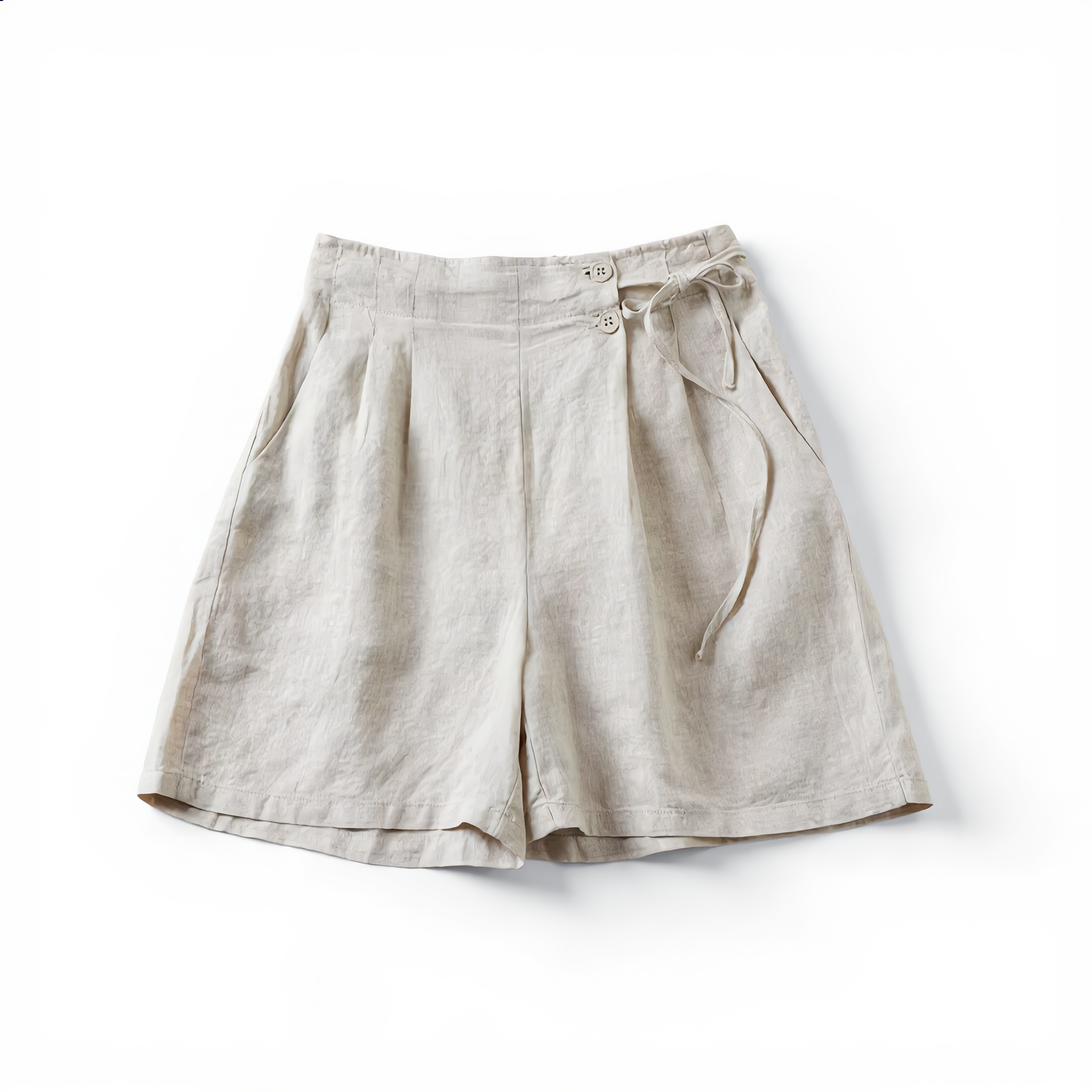 Linen Short High Waist Pleated