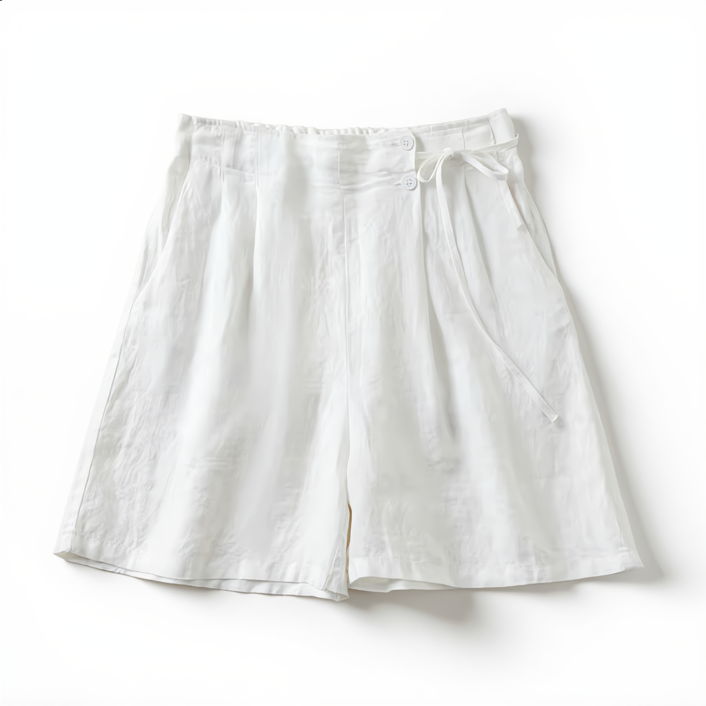 Linen Short High Waist Pleated