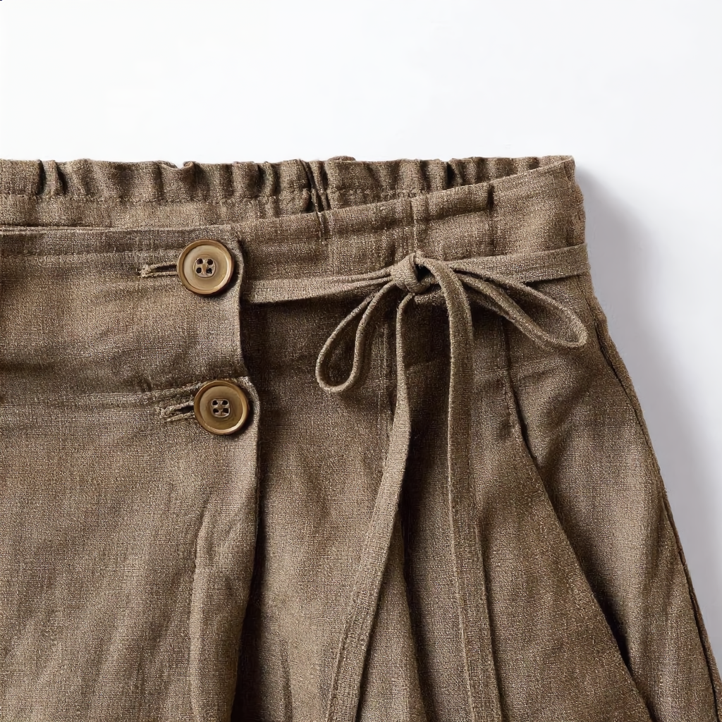 Linen Short High Waist Pleated