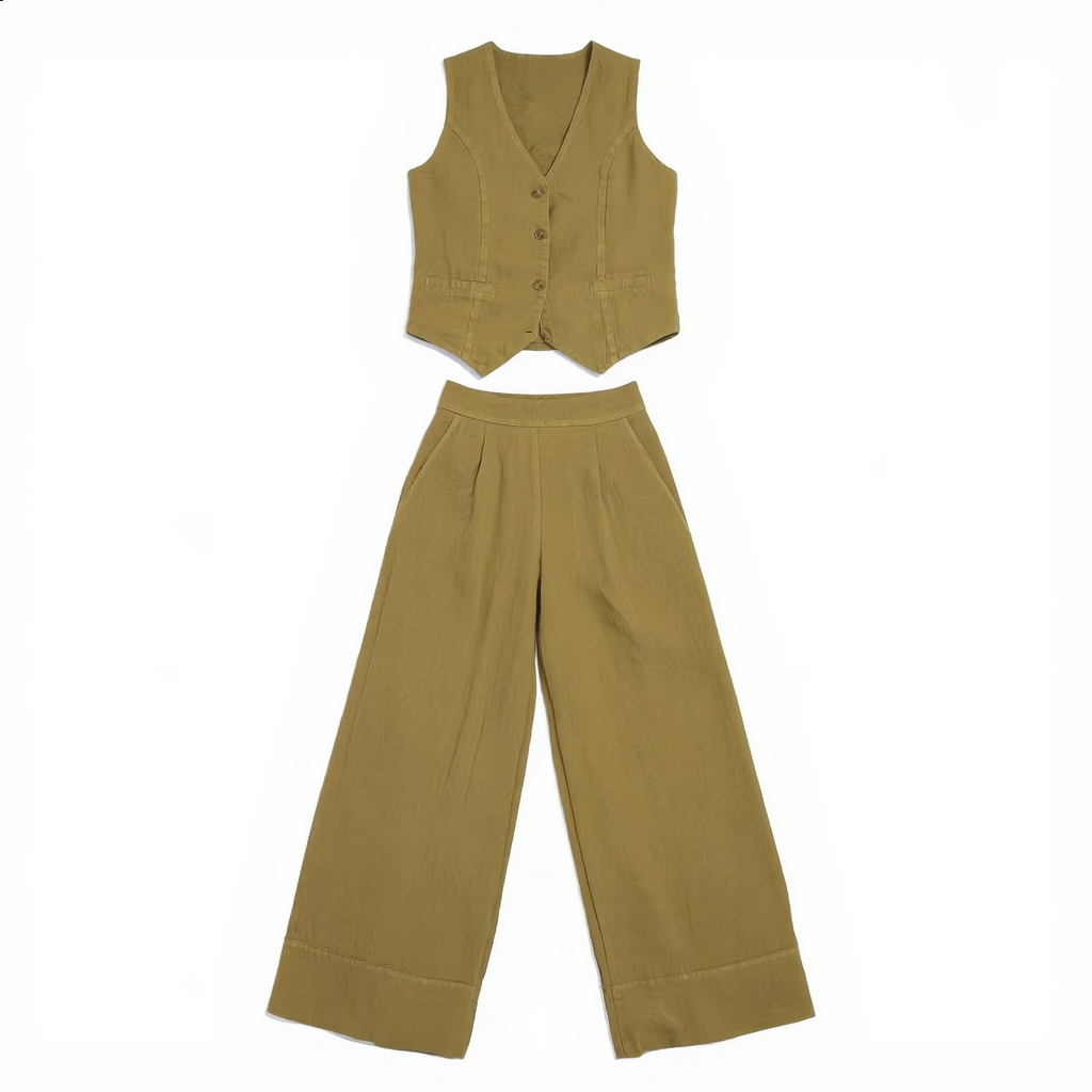 Cotton Vest Trousers Set Elasticated Waist