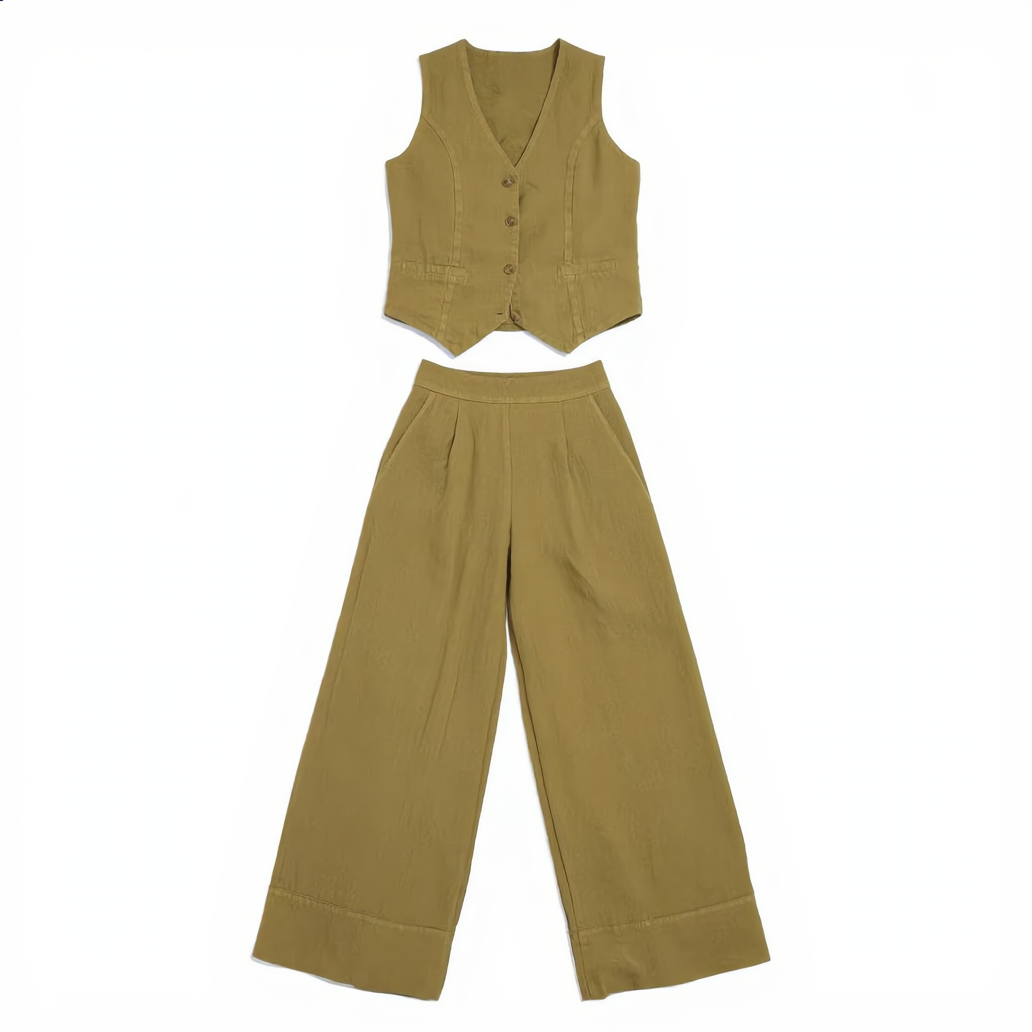 Cotton Vest Trousers Set Elasticated Waist