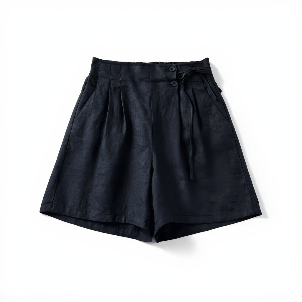 Linen Short High Waist Pleated