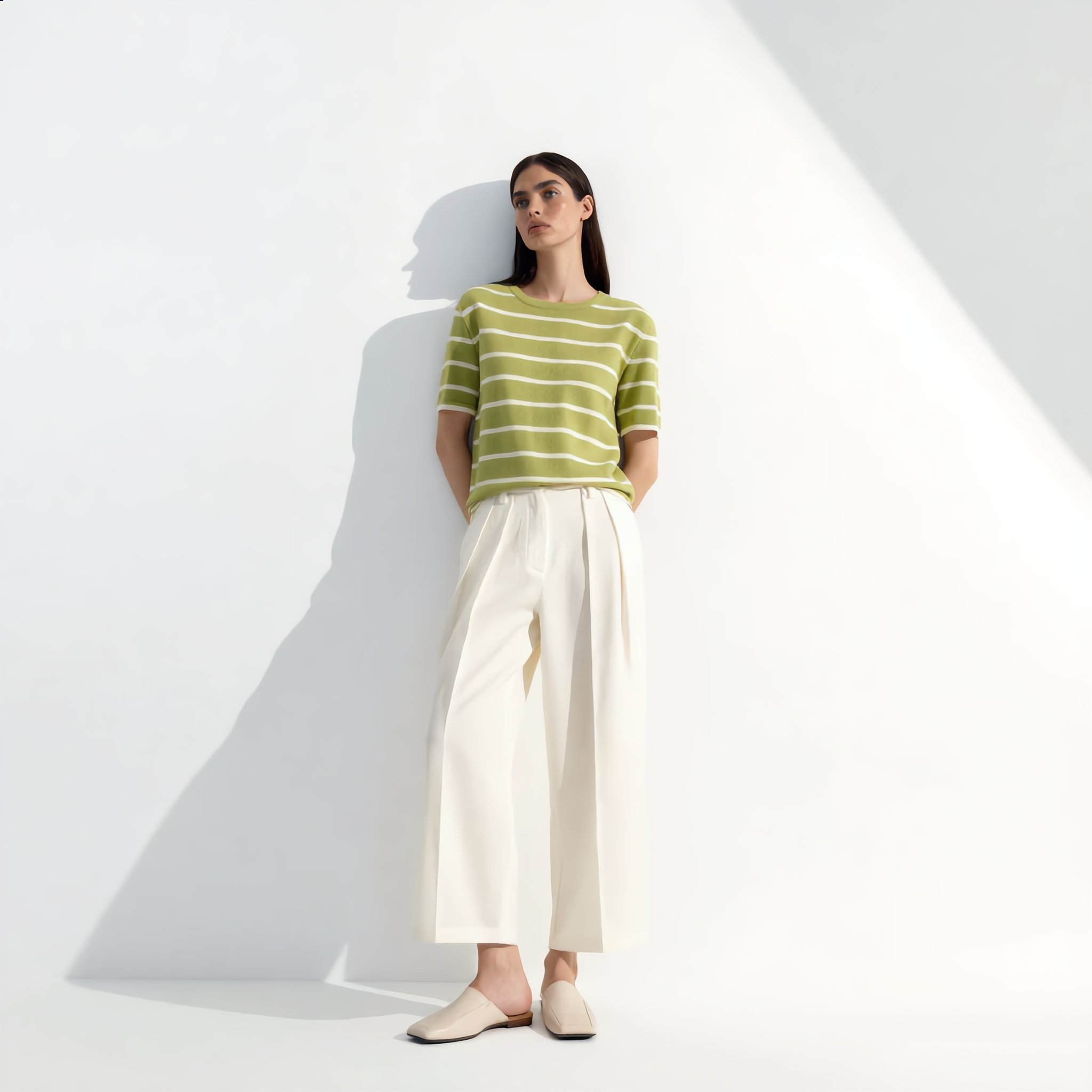 Striped Round Neck Cotton T-Shirt