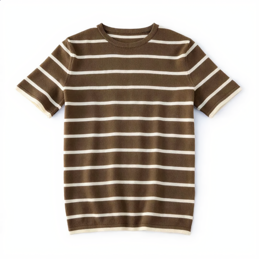 Striped Round Neck Cotton T-Shirt