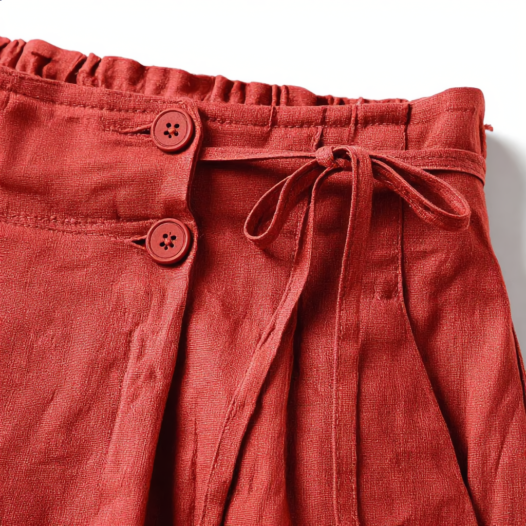 Linen Short High Waist Pleated