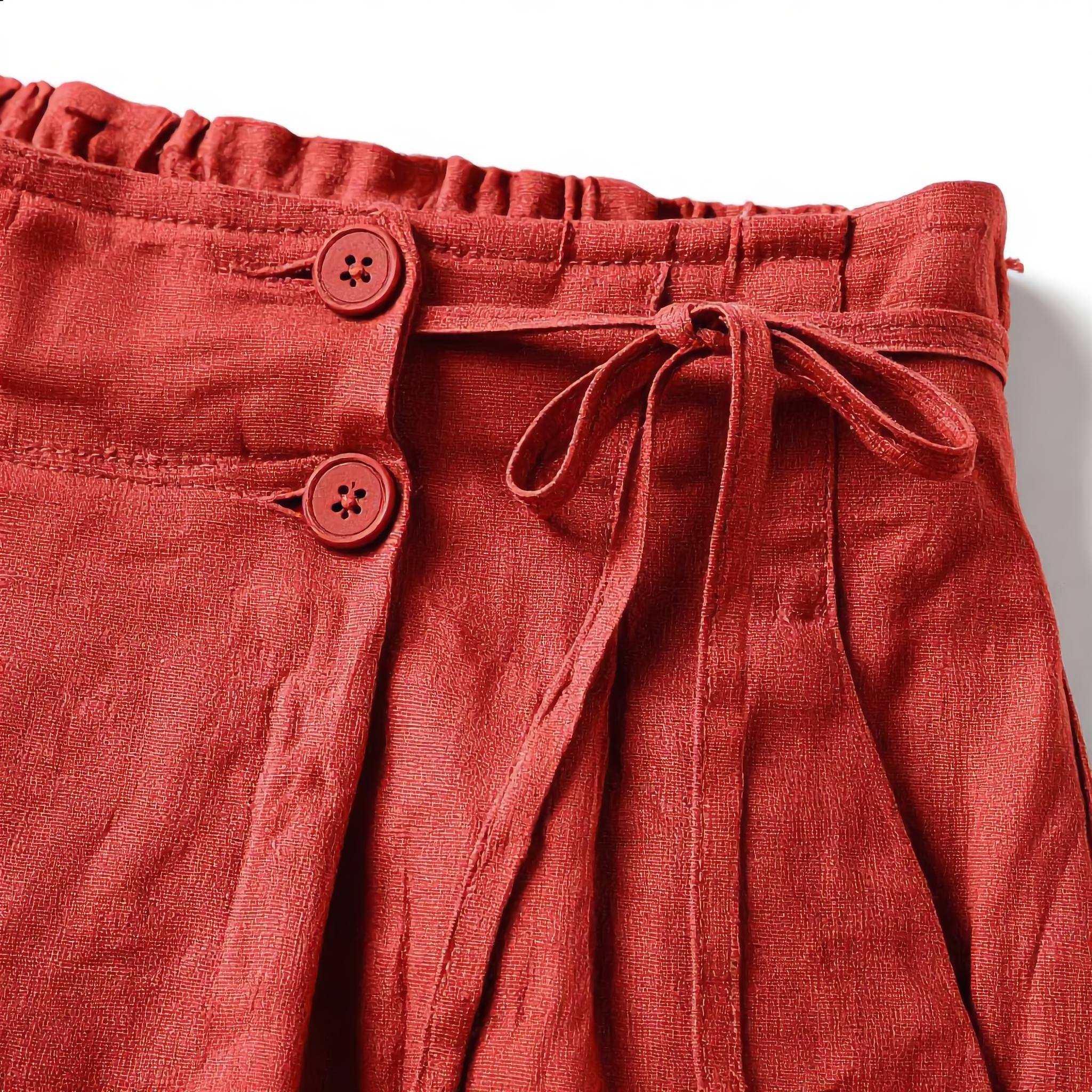 Linen Short High Waist Pleated