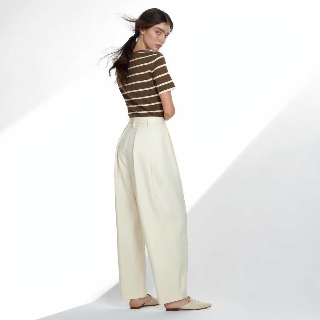 Striped Round Neck Cotton T-Shirt