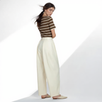 Striped Round Neck Cotton T-Shirt