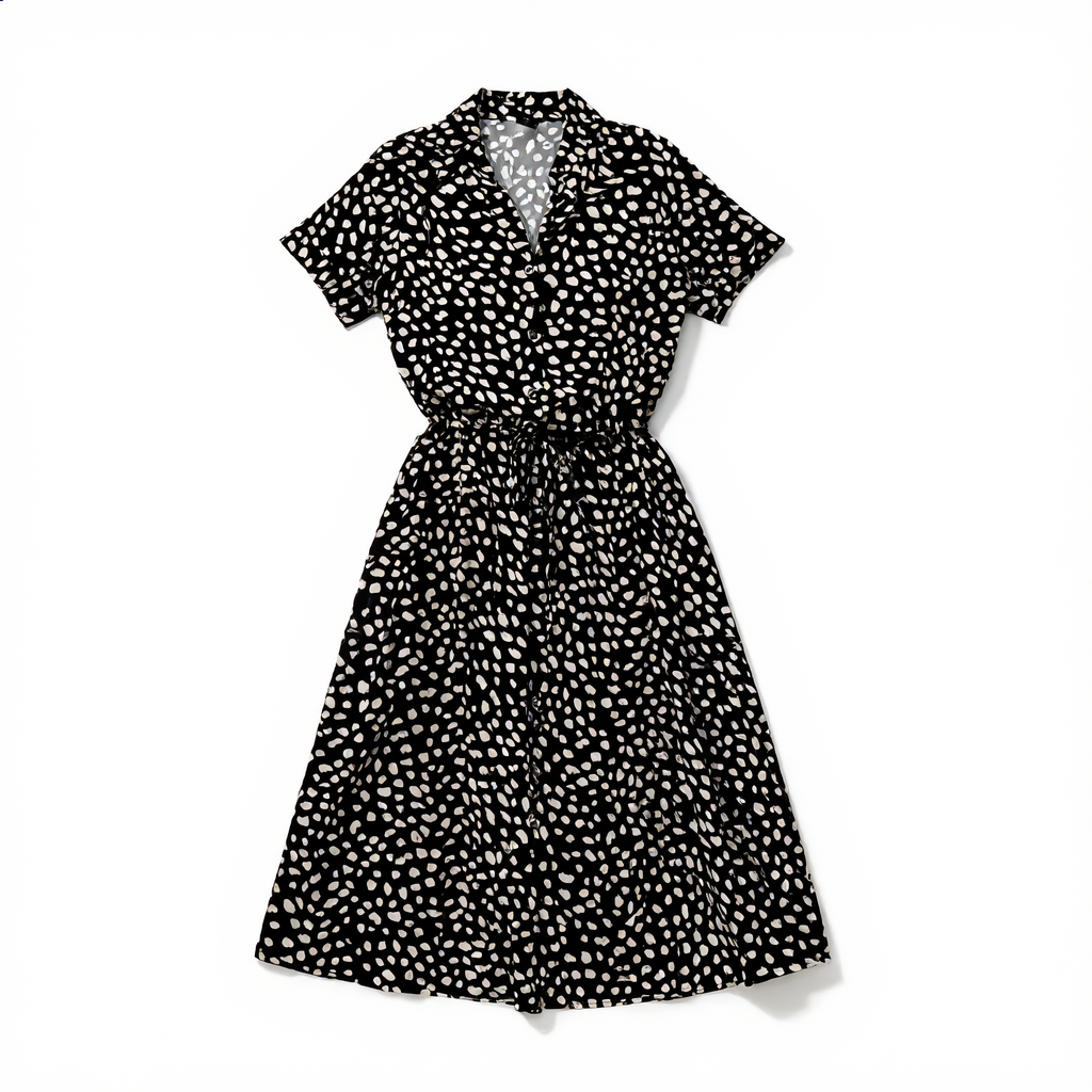 Printed Belted Shirt Dress