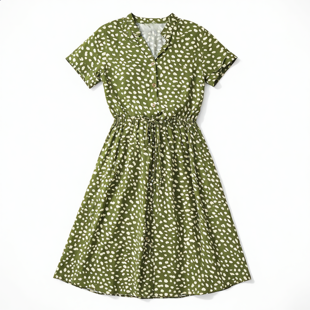 Printed Belted Shirt Dress