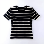 Striped Round Neck Cotton T-Shirt