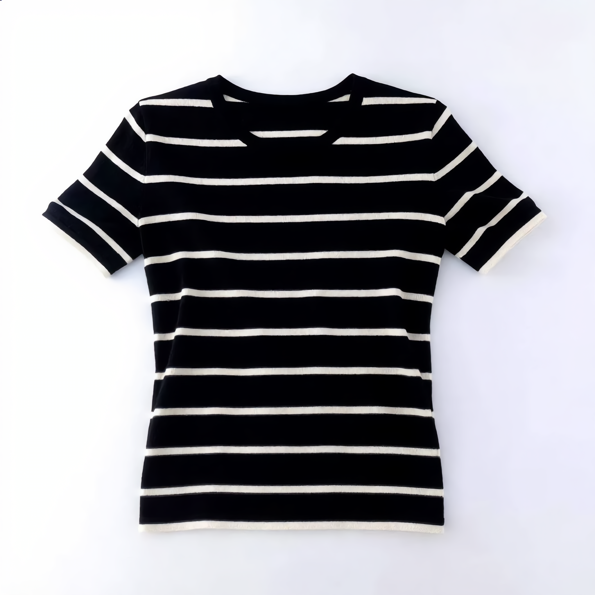 Striped Round Neck Cotton T-Shirt