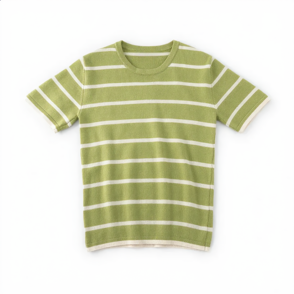 Striped Round Neck Cotton T-Shirt