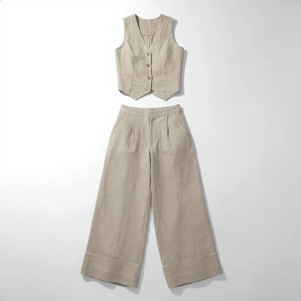 Cotton Vest Trousers Set Elasticated Waist