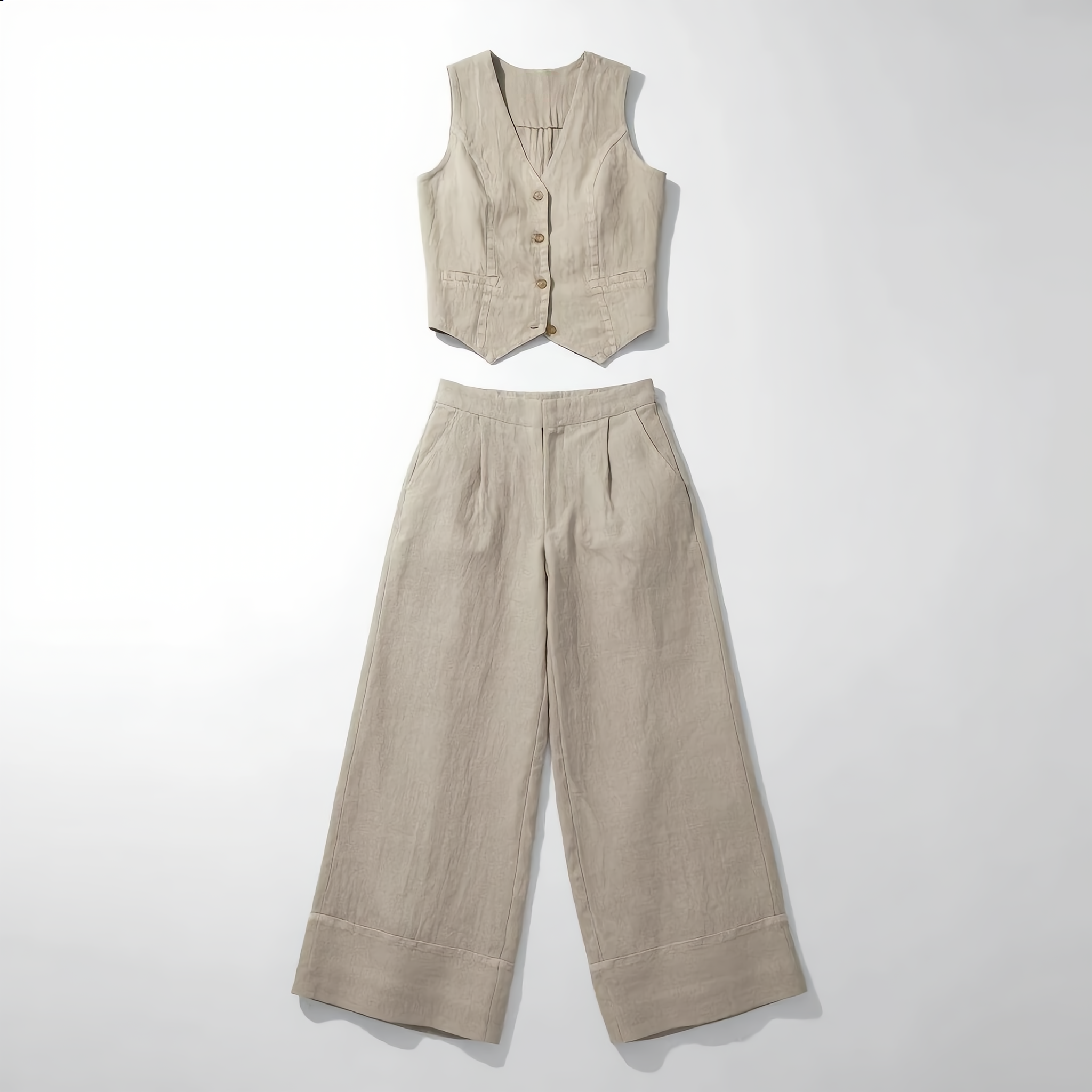 Cotton Vest Trousers Set Elasticated Waist