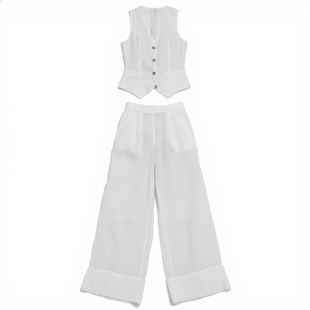 Cotton Vest Trousers Set Elasticated Waist