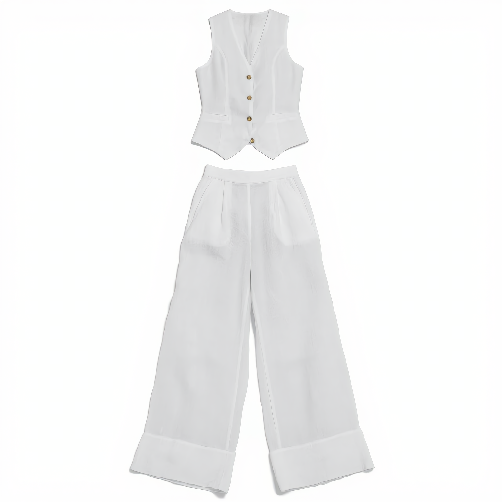 Cotton Vest Trousers Set Elasticated Waist