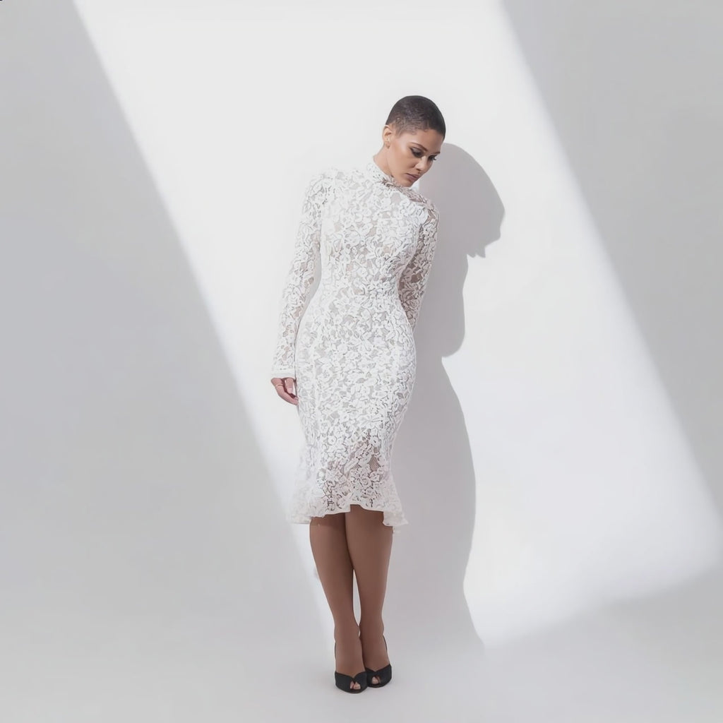 The Clara High-Neck Lace Dress