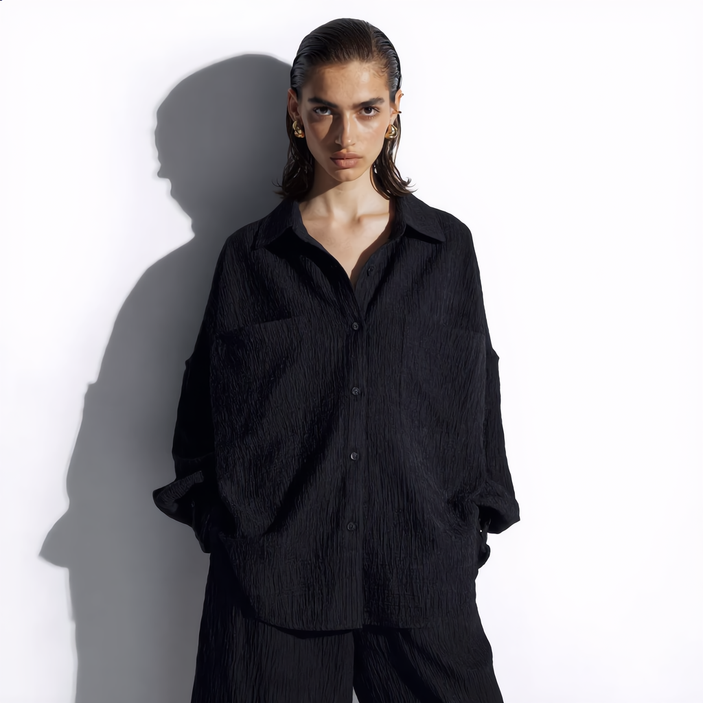Cotton Oversized Shirt & Wide-Leg Pant Set