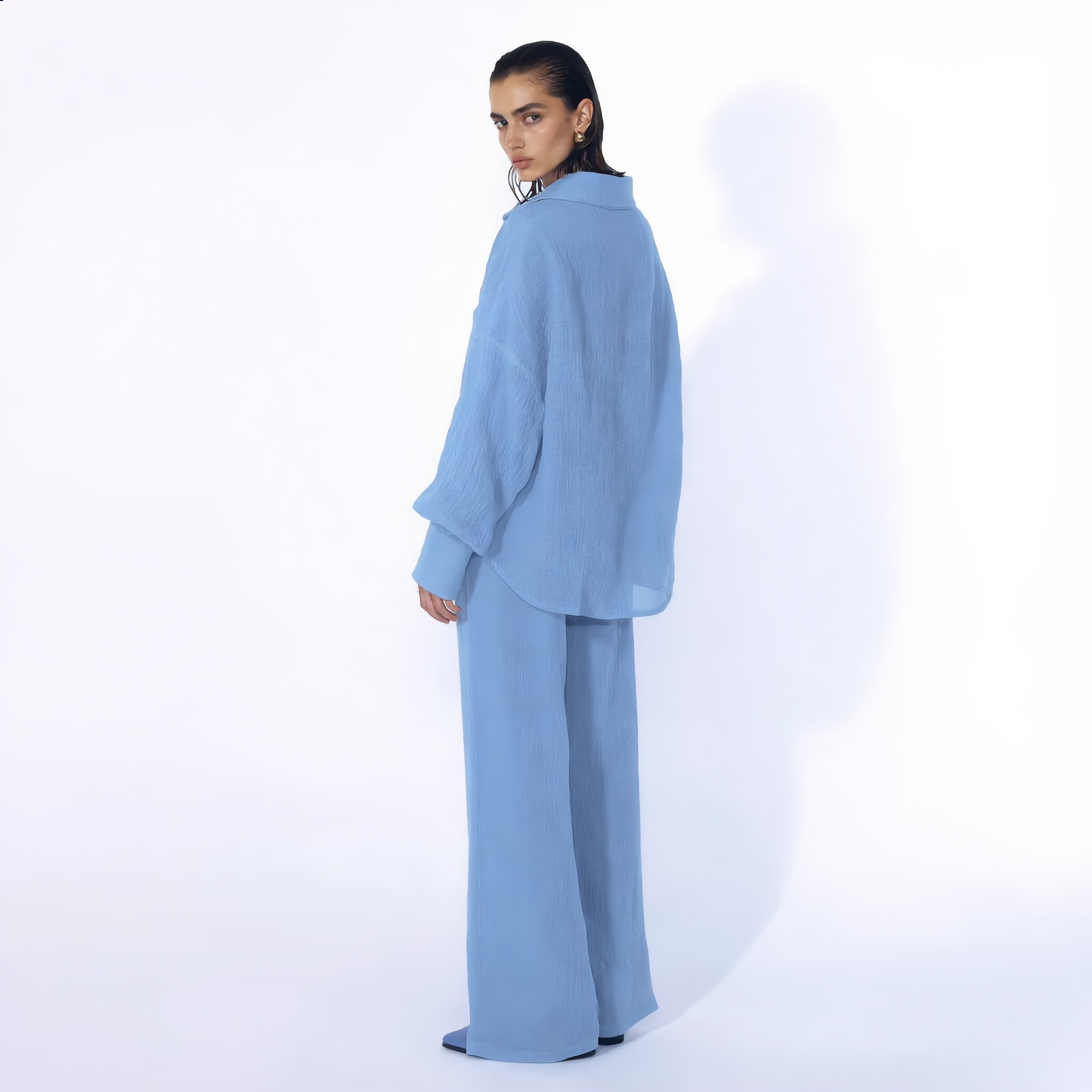 Cotton Oversized Shirt & Wide-Leg Pant Set
