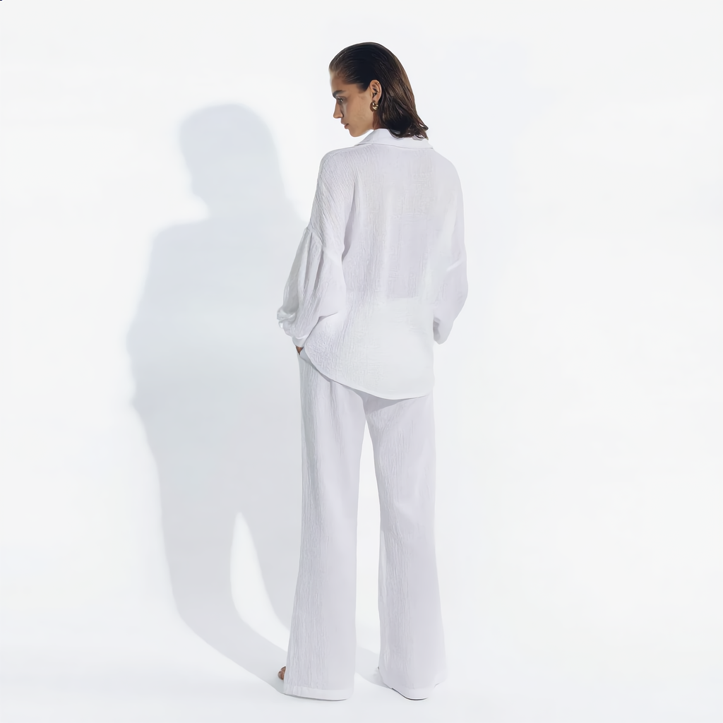 Cotton Oversized Shirt & Wide-Leg Pant Set