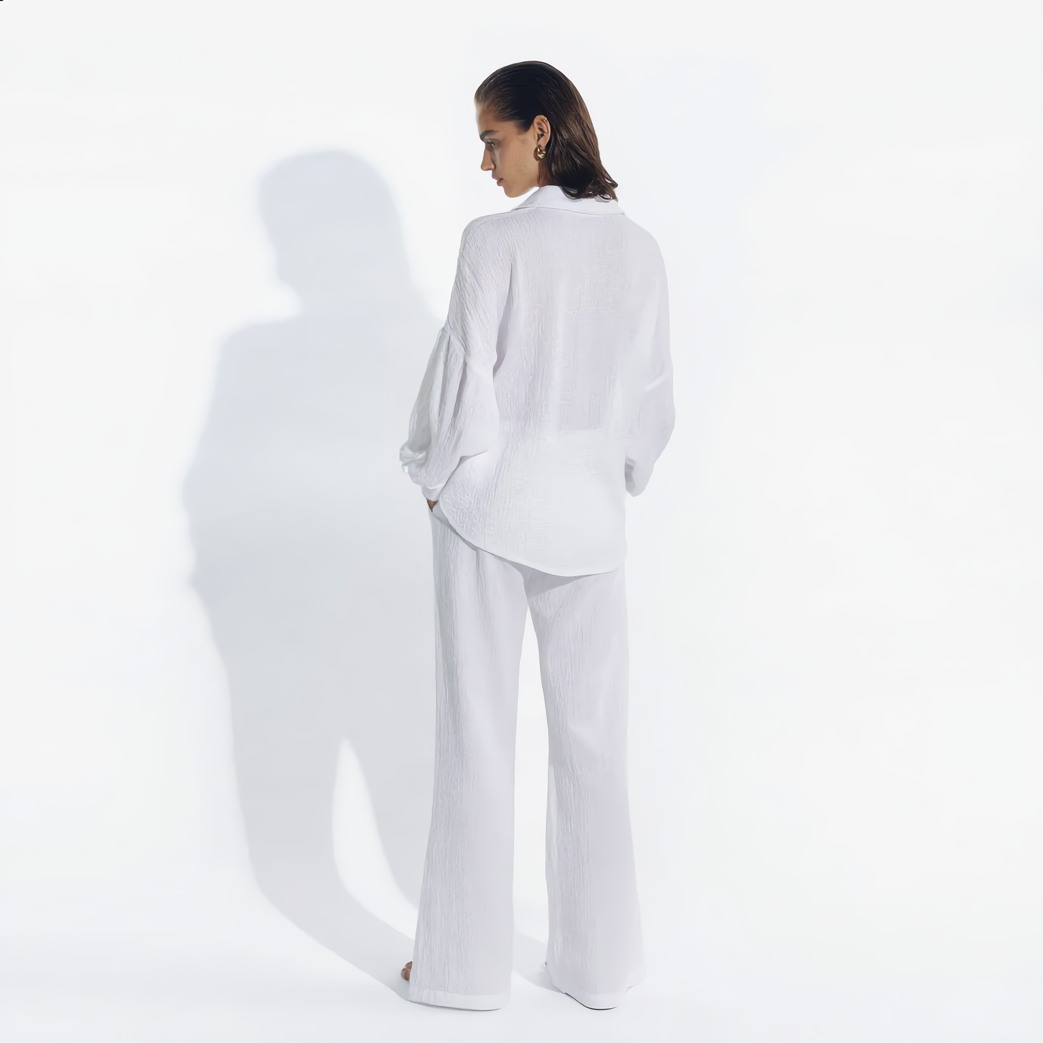Cotton Oversized Shirt & Wide-Leg Pant Set